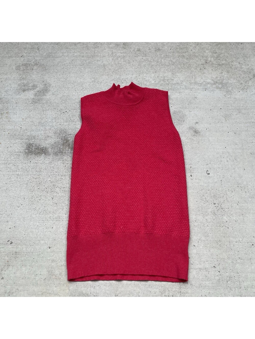 ST. JOHN Pink Cashmere Mock Neck Tank Top Womens Size Small